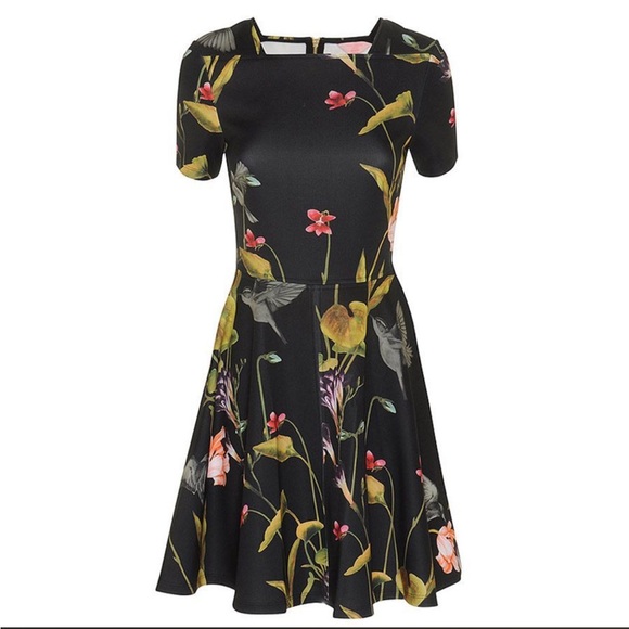 TED BAKER
MOVEN ORIENTAL FLORAL SKATER DRESS IN BLACK  sz 6 - Picture 5 of 16
